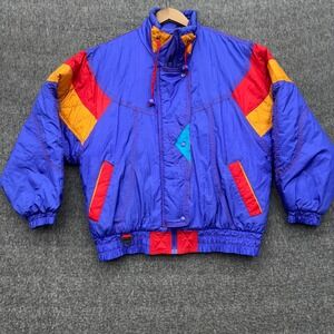 Vintage Colorblock Ski Jacket S 80s 90s Retro Bold Art Womens Misty Valley Snow